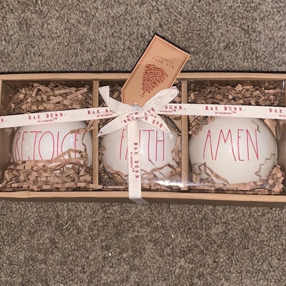 Rae Dunn Christmas Ornaments- REJOICE FAITH AMEN